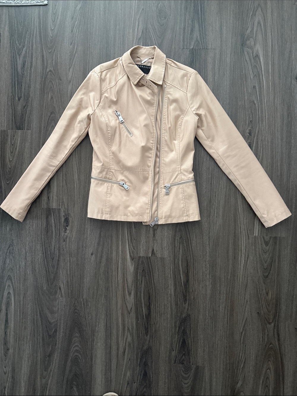Bernardo Beige Faux Leather Moto Jacket - Women